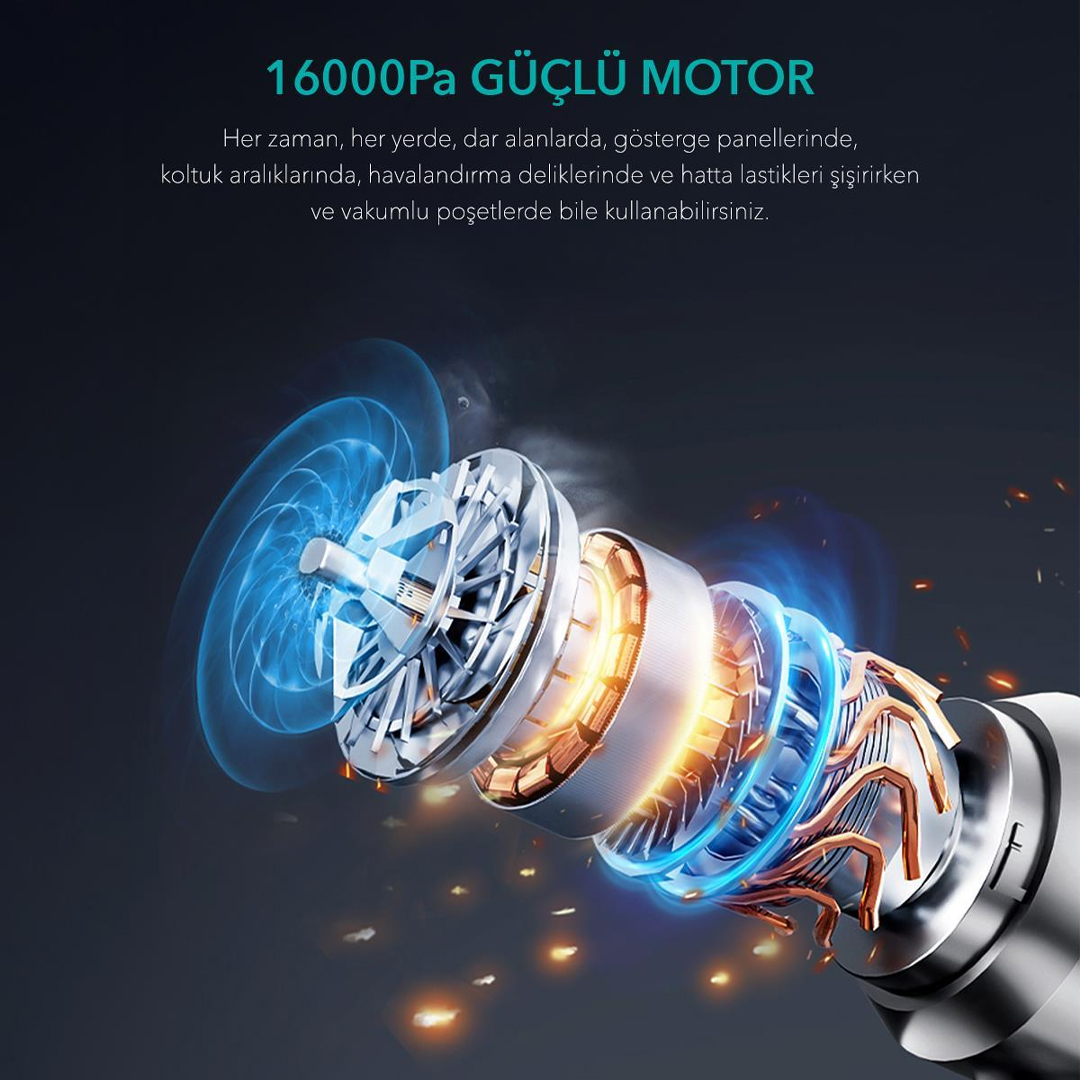 Şarjlı Elektrikli Süpürge, 100W, 6000mah, 16000PA  Çekiş Gücü Şarjlı Elektrikli Süpürge, 100W, 6000mah, 16000PA  Çekiş Gücü