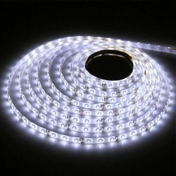 12V - Beyaz, Silikonsuz, Metrelik Şerit Led Ampul, 5 Metre