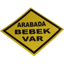 Arabada Bebek Var, Sarı Renkli, Yapışkan Etiket, Sticker