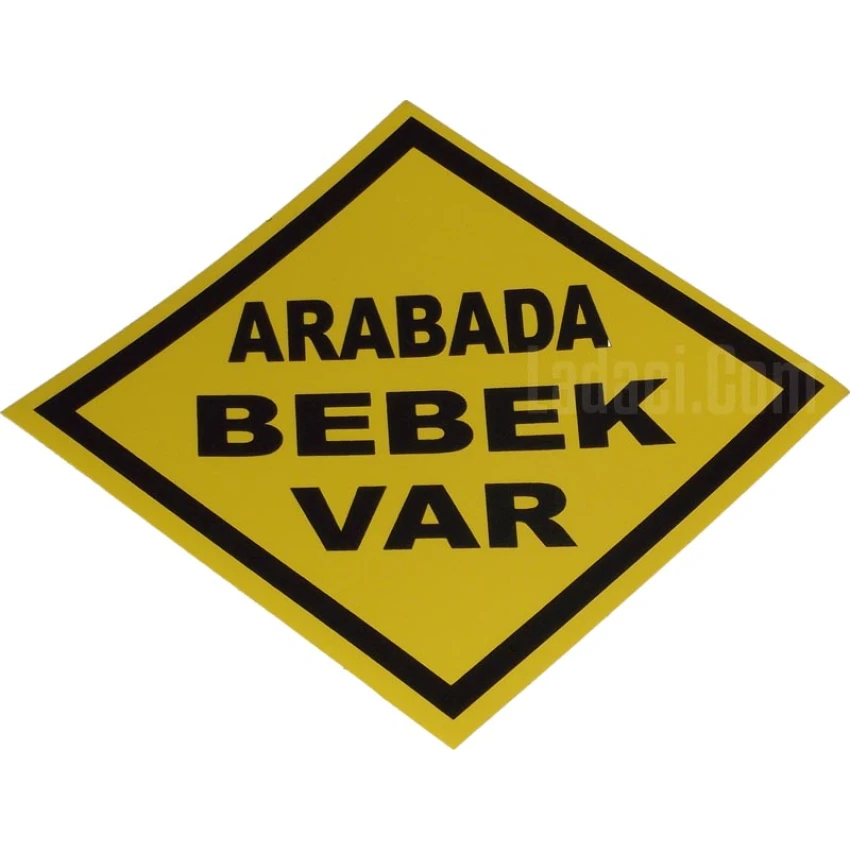 Arabada Bebek Var, Sarı Renkli, Yapışkan Etiket, Sticker