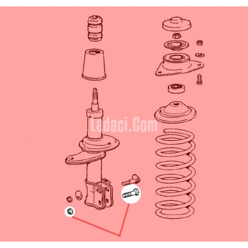 Lada Samara + Vega + Kalina Ön Amortisör Alt Bağlantı Civatası, Somunlu