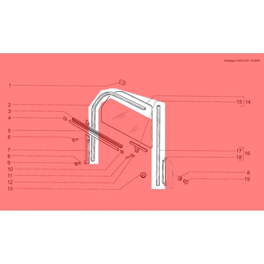 Lada 2105 + 2107 Kapı Cam Üst Lastiği, Takım