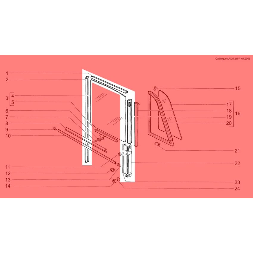 Lada 2105 + 2107 Kapı Cam Üst Lastiği, Takım