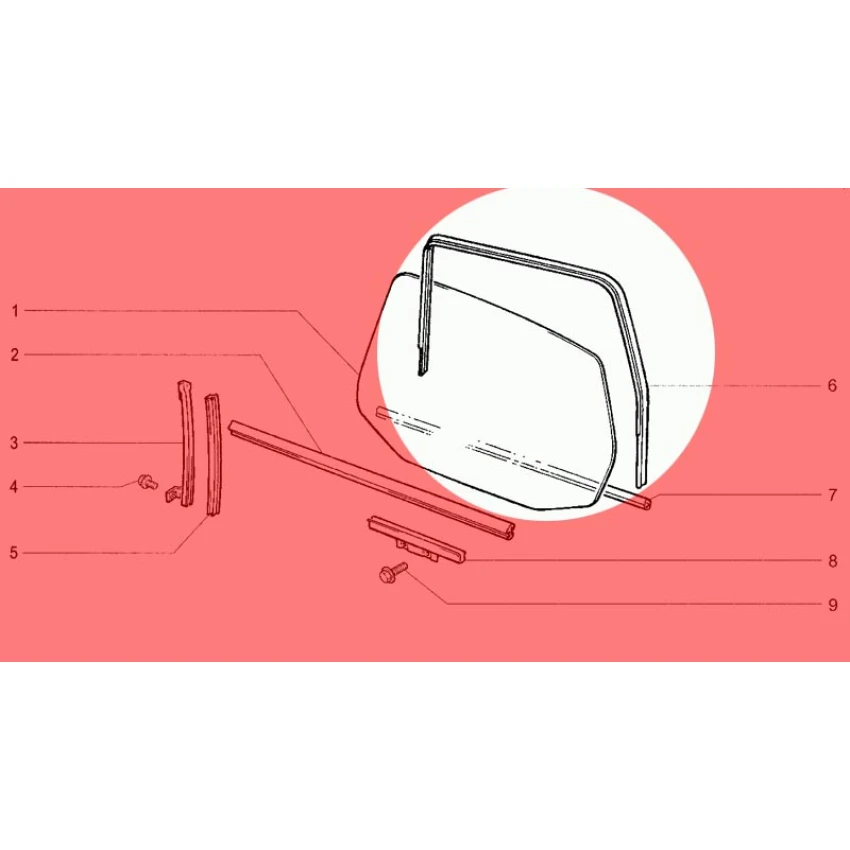 Lada Samara Kapı Cam Üst Lastiği, Fitili, Ön Sağ, Orijinal