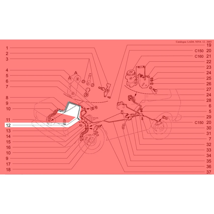 Lada Niva Fren Borusu Ön, Sağ, Ana Merkez-Kaliper Hortumu Arası