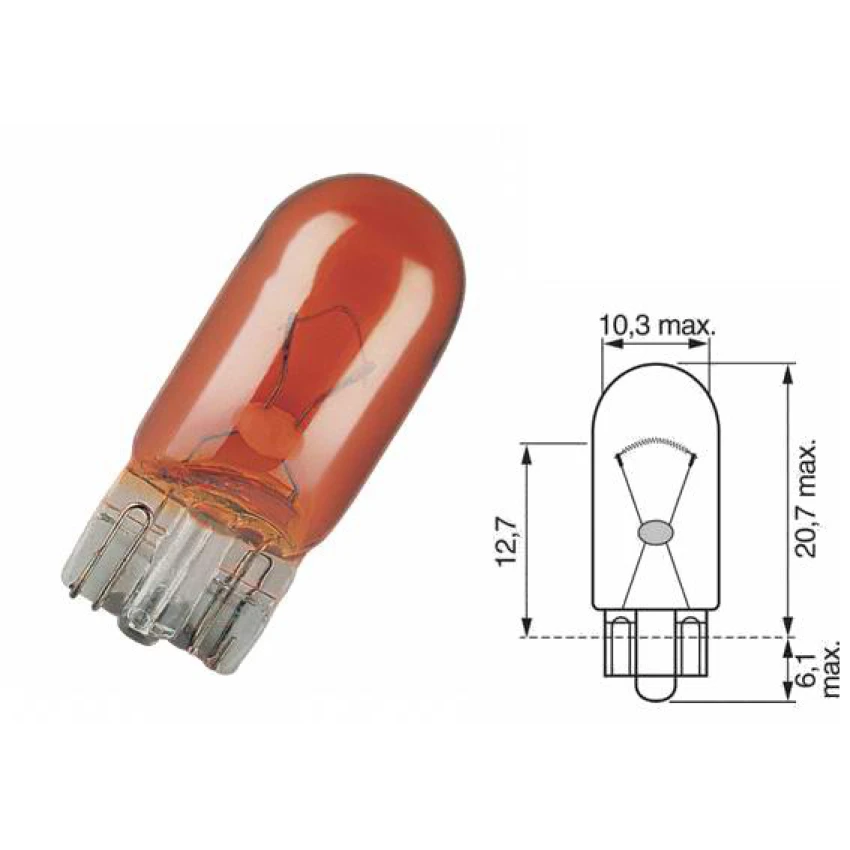 Dipsiz Ampul, 12V 5W, Turuncu, WY5W