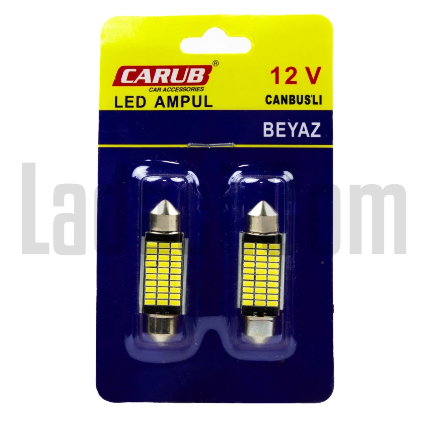 Beyaz LED Sofit (Tavan Lambası) Ampul, 12V - 12 LED li 39mm