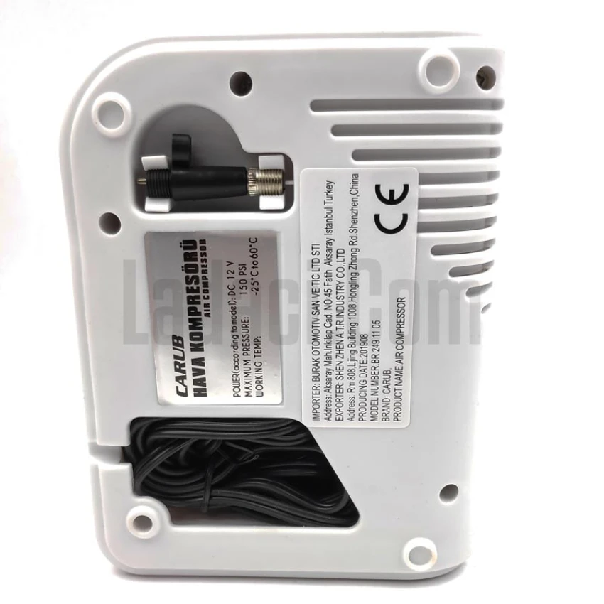 Çok Amaçlı Hava Kompresörü, 12V Çakmaklık Aparatlı, Yassı Gövde