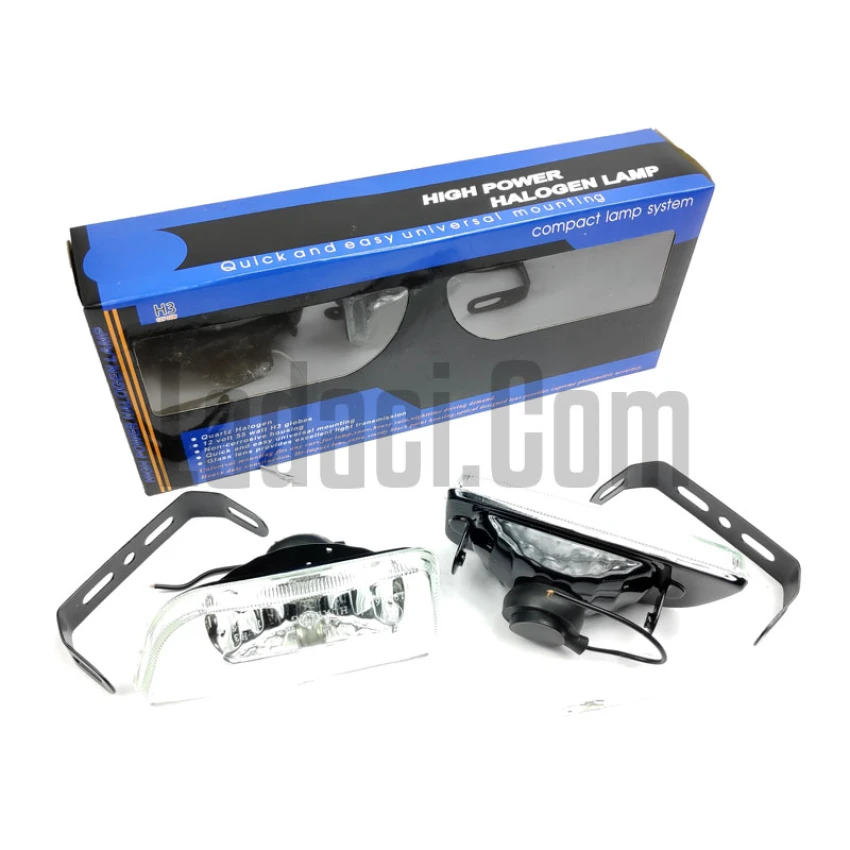 Sis Lambası, 13 Cm x 5,5 Cm, H3 Ampüllü, Beyaz Cam, 2 Adet