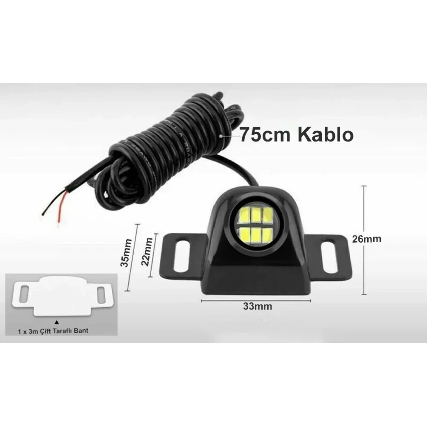 LED Kartal Göz Araç Lambası, 6 LED, 5W, Beyaz 6500K, Geniş Açı 165°, 12-24V DC, Su Geçirmez Dış Mekan