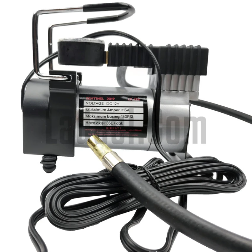 Çok Amaçlı Hava Kompresörü, 12V Çakmaklık Aparatlı, Metal Gövde