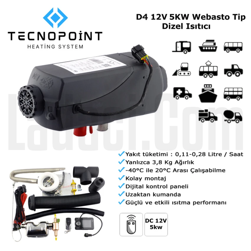 Araç İçi Isıtıcı, Webasto, 12V, D4, 5KW