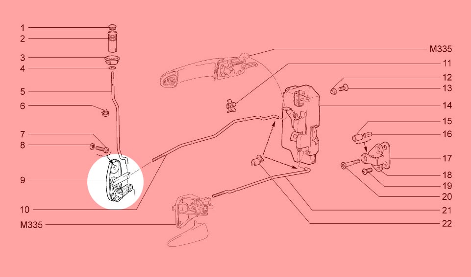 Lada Kalina İç Açma Butonu Mekanizması Ön - Arka, Sağ